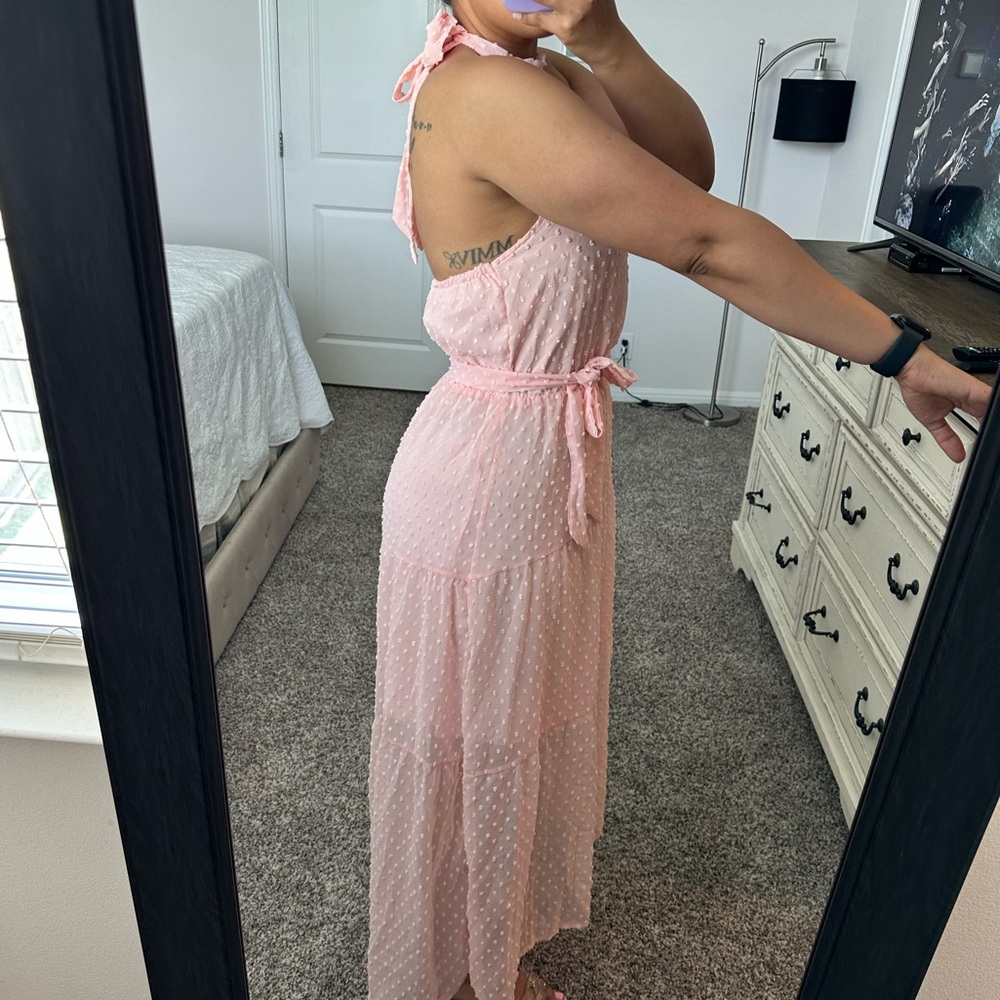 Halter Neck Floral Backless Loose Ruffle Maxi Dress - Picture 9 of 12